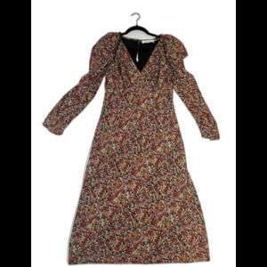 ASTR The Label Ruched Sleeve Floral Midi Dress Sz M